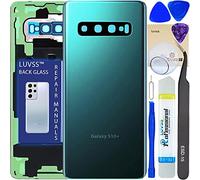 LUVSS Coperchio Copribatteria Scocca Vetro Posteriore Imposta per Samsung Galaxy S10+ Plus SM-G975F/DS (Verde)