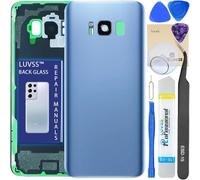 LUVSS Coperchio Copribatteria Scocca Vetro Posteriore Imposta per Samsung Galaxy S8 SM-G950F (Blu)