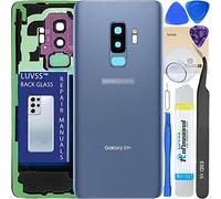LUVSS Coperchio Copribatteria Scocca Vetro Posteriore Imposta per Samsung Galaxy S9+ Plus SM-G965F/DS (Blu)