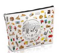 Luvsweets Italy Travel Essentials Gifts - Borse per il trucco, souvenir italiani, con cerniera, regalo a tema italiano per viaggiatori, donne, amiche, Italia, Italia