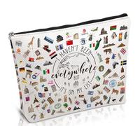 Luvsweets Regalo da viaggio per donne, borsa cosmetica con cerniera, con scritta "I Haven't Been Everywhere But It's on My List", con cerniera, regalo essenziale per viaggiatori internazionali,