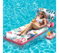 LUVTOY Materassino Gonfiabile Mare con Schienale Regolabile, Gonfiabili Piscina con Porta Bevande Galleggiante, Estive Essenziali Materassino Gonfiabile per Piscine Laghi Spiaggia Abbronzatura