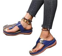LUWAY Ciabatte Infradito Donna Estive da Casa Sandali Infradito Donna Mare Alte con Zeppa Ciabatte Estive a Strappo Comode Pantofole Spiaggia e Piscina Estate Scarpe da Casa,Blu,US7/EU38