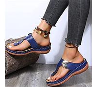 LUWAY Ciabatte Infradito Donna Estive da Casa Sandali Infradito Donna Mare Alte con Zeppa Ciabatte Estive a Strappo Comode Pantofole Spiaggia e Piscina Estate Scarpe da Casa,Blu,US7/EU38