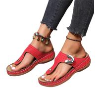 LUWAY Ciabatte Infradito Donna Estive da Casa Sandali Infradito Donna Mare Alte con Zeppa Ciabatte Estive a Strappo Comode Pantofole Spiaggia e Piscina Estate Scarpe da Casa,Rosso,US7/EU38