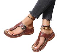 LUWAY Ciabatte Infradito Donna Estive da Casa Sandali Infradito Donna Mare Alte con Zeppa Ciabatte Estive a Strappo Comode Pantofole Spiaggia e Piscina Estate Scarpe da Casa,Marrone,US4.5/EU35