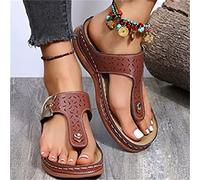 LUWAY Sandalo Donna Estivo Bassi Eleganti Comode Sandali Bohemia Tacco Sandalo Infradito Aperte Piatti Casual Ciabatte Gladiatore Spiaggia,Marrone,US5/EU36