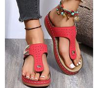 LUWAY Sandalo Donna Estivo Bassi Eleganti Comode Sandali Bohemia Tacco Sandalo Infradito Aperte Piatti Casual Ciabatte Gladiatore Spiaggia,Rosso,US9/EU41