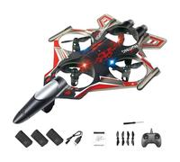 Luwecf 1 Aereo Radiocomandato Fissa Giocattolo Jet da Combattimento con Telecomando Materiale Pp Durevole Controllo 2.4G Funzione LED Adatto a Bambini Ad, Rosso 3 Batteria