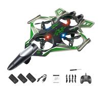 Luwecf 1 Aereo Radiocomandato Fissa Giocattolo Jet da Combattimento con Telecomando Materiale Pp Durevole Controllo 2.4G Funzione LED Adatto a Bambini Ad, Verde 3 Batteria