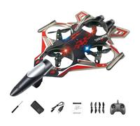 Luwecf 1 Aereo Radiocomandato Fissa Giocattolo Jet da Combattimento con Telecomando Materiale Pp Durevole Controllo 2.4G Funzione LED Adatto a Bambini Ad, Rosso 1 Batteria