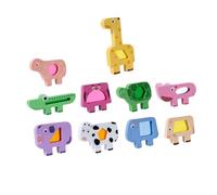 Luwecf 10 Pezzi Blocchi Costruzione Puzzle Educativi Gioco Educativo Sensoriale in Legno Acrilico Adatti per Stimolare Percezione Colori Forme Coo, Animali, Taglia unica bambino