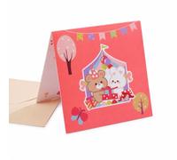 Luwecf Bietto d'Auguri di Compleanno 3D, Rosso, Orsetto e coniglio | Inrno a spazio , Bietto per auguri scritti, Ricordo , Per decoratori domestici
