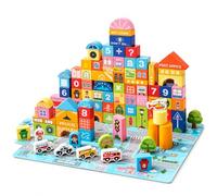 Luwecf Blocchi da Costruzione Legno, Gioco, colorato, +60 basi, borsa, 30cm | Architture giocattolo, Blocchi cittadini in legno, Laboratori scolastici, Per genitori atnti