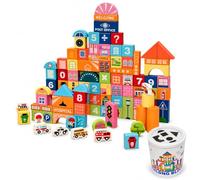 Luwecf Blocchi da Costruzione Legno, Gioco, colorato, secchio, 23cm | Architture giocattolo, Blocchi cittadini in legno, Laboratori scolastici, Per genitori atnti
