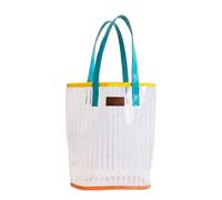 Luwecf Borsa da Spiaggia Pvc Shopper Mare Impermeabile Grande Capacità Borsa Semi-trasparente Moderna Finitura in Pvc con Fondo Traspirante Adatta per Escursioni Piscina Shopping, Array, Bianco