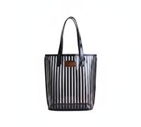Luwecf Borsa da Spiaggia Pvc Shopper Mare Impermeabile Grande Capacità Borsa Semi-trasparente Moderna Finitura in Pvc con Fondo Traspirante Adatta per Escursioni Piscina Shopping, Array, Nero