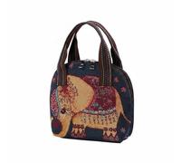 Luwecf Borsa Donna Piccola Ricamata Jacquard Farfalla Manico Corto E Tracolla Doppia Adatta per Appuntamenti Commissioni Lavoro Vacanze, Rosso Giallo Elefante