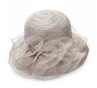 Luwecf Cappello da Sole Donna Cappello Elegante Cappello con Ampia Cappello da Cerimonia Cappello Pieghevole in con Volants Traspirante Leggero Adatto a Matrimoni Feste in Giardino Viaggio, Kaki