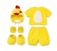 Luwecf Costume Pollo per Bambini, Vestito Completo da Pulcino per Danza e Feste, per feste a tema, Pantaloncini da anatra gialla + fascia per capelli