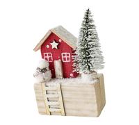 Luwecf di Villaggio Innevato di Natale, Casa con Scena Natalizia, Miniatura per Feste, Style B