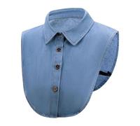 Luwecf Fascia per Il Collo Finto Colletto Inserto per Camicetta Staccabile Accessorio per Mezza Camicia con Cinghie Regolabili Materiale in Poliestere, Azzurro