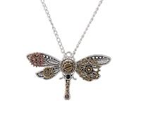 Luwecf Gear Steampunk Collana Donna Vintage con Pendente Ingranaggi Farfalla E Doppia Catena Lunga Regolabile Adatta per Accessori da Indossare a, 7x4.5cm