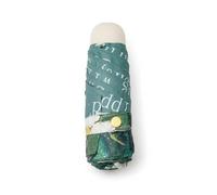 Luwecf Ombrello da Borsa Pieghevole, Mini Ombrello Tascabile per Pioggia e Parasole con Design Floreale, per, Ombrello pieghevole automatico con stampa a foglie verdi