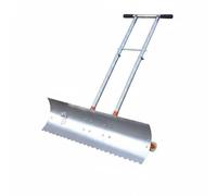 Luwecf Pala per Rimozione Neve Spazzaneve Carrello Piatta Dentata Ruote Manico Regolabile Corpo in Acciaio Inossidabile Adatta, Rastrello Da Neve Con Lama Seghettata Piatta Da 98 Cm E Doppio Manico