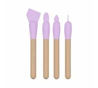 Luwecf Pennelli per Correttore e Fondotinta Silicone, 8 Pezzi con Manico in Legno, per uso quotidiano, Viola, Viola
