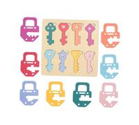 Luwecf Puzzle Compatto con Chiave E Lucchetto in Legno per Il Riconoscimento dei Colori, Ideale Come Regalo di Compleanno per Bambini