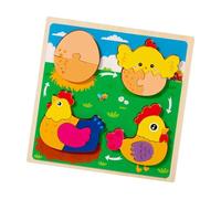 Luwecf Puzzle in Legno Rompicapo Didattico Gioco a Incastro Tavola per Bambini Giocattolo per La Motricità per Imparare Il Ciclo Vitale Adatto per Giochi in, Pulcino