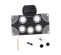 Luwecf Set di Batteria Portatile Roll Up, Pad per Esercizi di Batteria Elettrica, Kit in Silicone, in Bianco E Nero, Taglia unica bambino