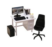 Luwecf Set Mobili Miniatura con Computer Scrivania Sedia E Accessori di Simulazione Sviluppa Le Abilità Motorie Fini Adatto per Arredare Studi E Camere da L, Scrivania Bianca