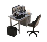 Luwecf Set Mobili Miniatura con Computer Scrivania Sedia E Accessori di Simulazione Sviluppa Le Abilità Motorie Fini Adatto per Arredare Studi E Camere da L, Scrivania Grigia