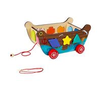 Luwecf Shape Sorter Giocattolo Educativo Multifunzionale in Legno Carrellino Tira E Cammina con Perline Da Infilare Apprendimento Riconoscimento Forme, con La Geometria, Taglia unica bambino