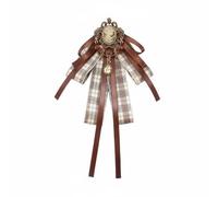 Luwecf Spilla Papillon Brooch Spilla Cravatta Collare Ritratto Vintage con Fiocco a Strati E Pendente a Goccia in Lega E Poliestere con Doppio Fissaggio, Caffè, Spilla
