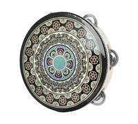 Luwecf Tamburello Da 8 Pollici Giocattolo Educativo Musicale per Bambini Strumenti Musicali Tamburo in Legno per Bambini Che Ballano Concerti di Nozze, Fiore Nero, 20 cm x 20 cm x 4,5 cm