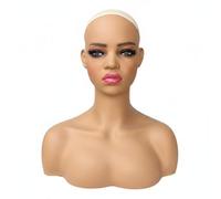 Luwecf Testa Manichino Pvc Testa Manichino Busto Manichino Testa Parrucca Testa Display Parrucche Superficie Liscia in Pvc per Uso Ripetuto E Presentazioni , Marrone Con Labbra Rosa-rosse