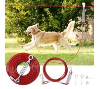 LUWFELL - Passatoia per cani da cortile con guinzaglio lungo 45 m e assorbimento degli urti - Puleggia per cani con cavo di legatura