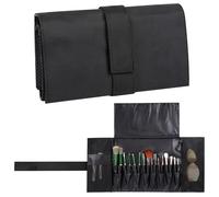 LUWOO Borsa pieghevole per pennelli da trucco da donna, custodia organizer portatile da viaggio con divisore per testine e custodia in rete, porta pennelli da trucco per truccatori professionisti e