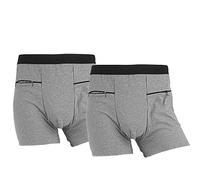 LUWOO Confezione da 2 boxer da uomo con tasca nascosta segreta, biancheria intima da viaggio con tasca frontale segreta, Grigio, XL