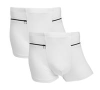 LUWOO Confezione da 2 boxer da uomo con tasca nascosta segreta, boxer da viaggio, taglia XXL (bianco)