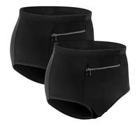 LUWOO Confezione da 2 mutandine da donna con cerniera, biancheria intima da viaggio da donna, mutandine a vita (nero), Nero , XL