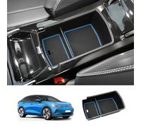 LUWU Compatibile con 2023 2024 VW ID.4 ID4 / GTX Pro console centrale, braccioli, scatola portaoggetti, organizer per auto ID.4 iD4, accessori tuning con tappetino antiscivolo (blu)