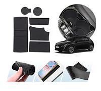 LUWU per Peugeot 208 E-208 II P21 2020 2021 2022 2023 2024 2025 Tappetini Antiscivolo in Gomma per Console Centrale Portaoggetti Porta Bicchieri Accessori Interni Auto, Tappetino da 6 pezzi (Nero)
