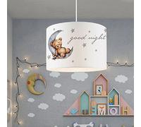lux.pro Lampada a Sospensione per Cameretta Lampadario per Bambini Lampada da Soffitto con Paralume Cilindrico Ø28 Bianco Design Orsetto
