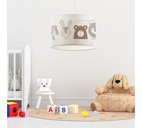 lux.pro Lampada a Sospensione per Cameretta Lampadario per Bambini Lampada da Soffitto con Paralume Cilindrico Ø28 Bianco Design Animali