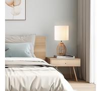 lux.pro Lampada da Comodino Lampada da Tavolo con Paralume Cilindrico in Tessuto Bianco Base Lampada con Corda di Iuta E14 40W