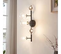 lux.pro Lampada da Parete per Interni con 5 Paralumi Sferici in Vetro Trasparente Applique a 5 Bracci Portalampada per Soggiorno Camera da Letto Corridoio - Nero